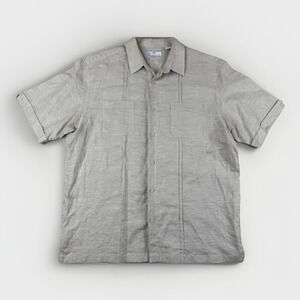 Cafe Luna Mens Natural Linen Cotton Cabana‎ Shirt L Beige Resort Vacation Miami